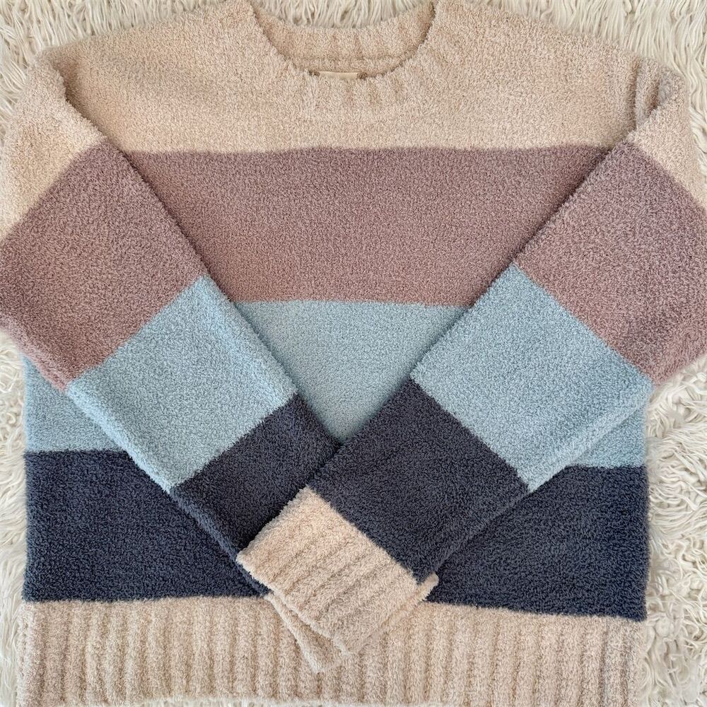 CUTE Altar'd State Women's Striped Crew Neck Sweater Size S Multicolor Soft Cozy